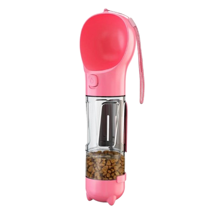 Drinking bottle with snack container & poop bag dispenser