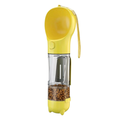 Drinking bottle with snack container & poop bag dispenser